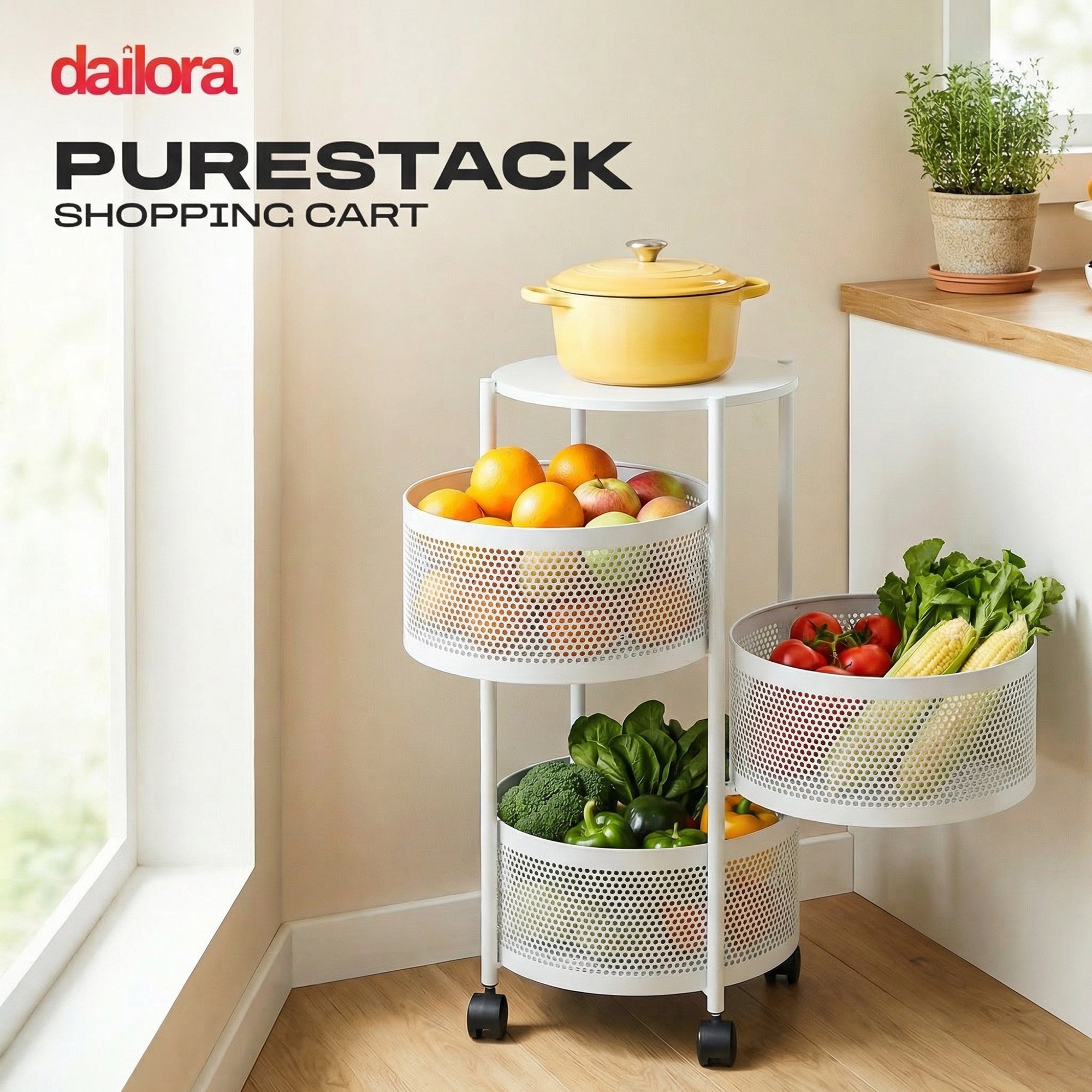 Dailora Multi-Purpose Trolley Kitchen Storage Organizer Rack