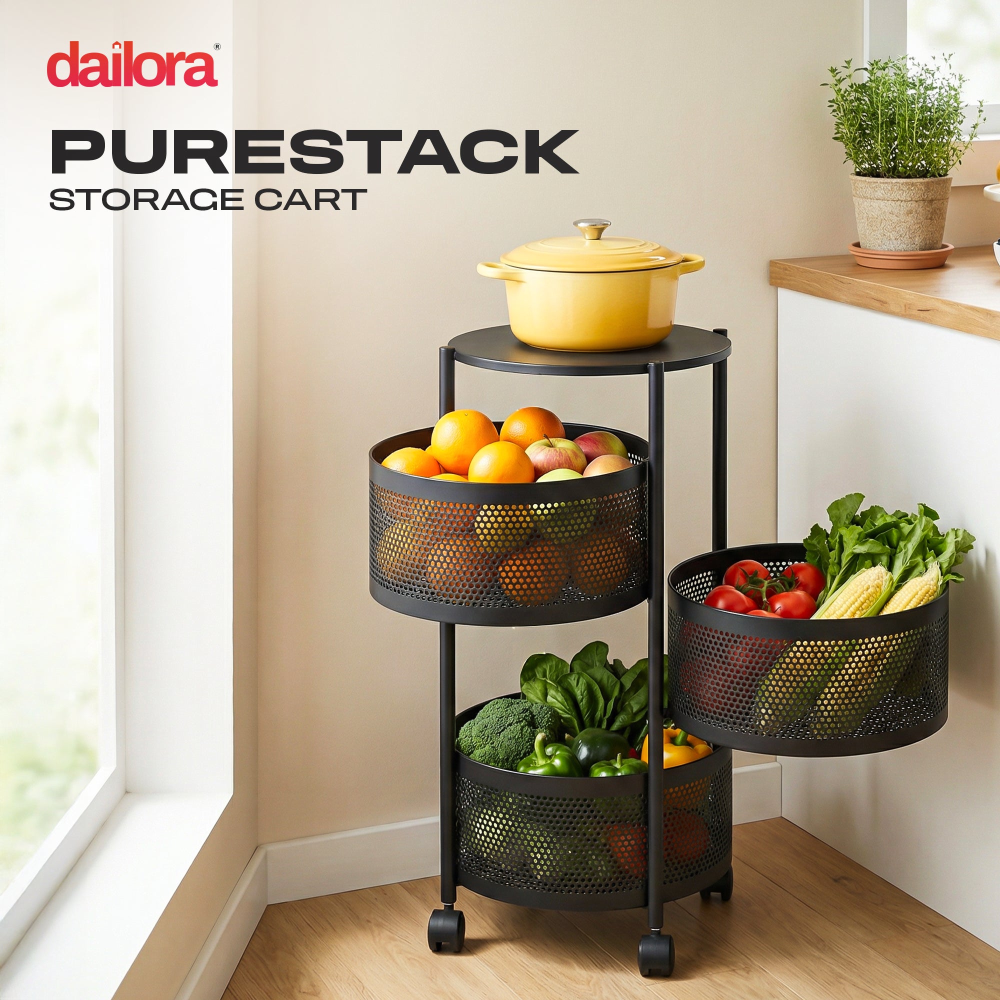 Dailora Multi-Purpose Trolley Kitchen Storage Organizer Rack