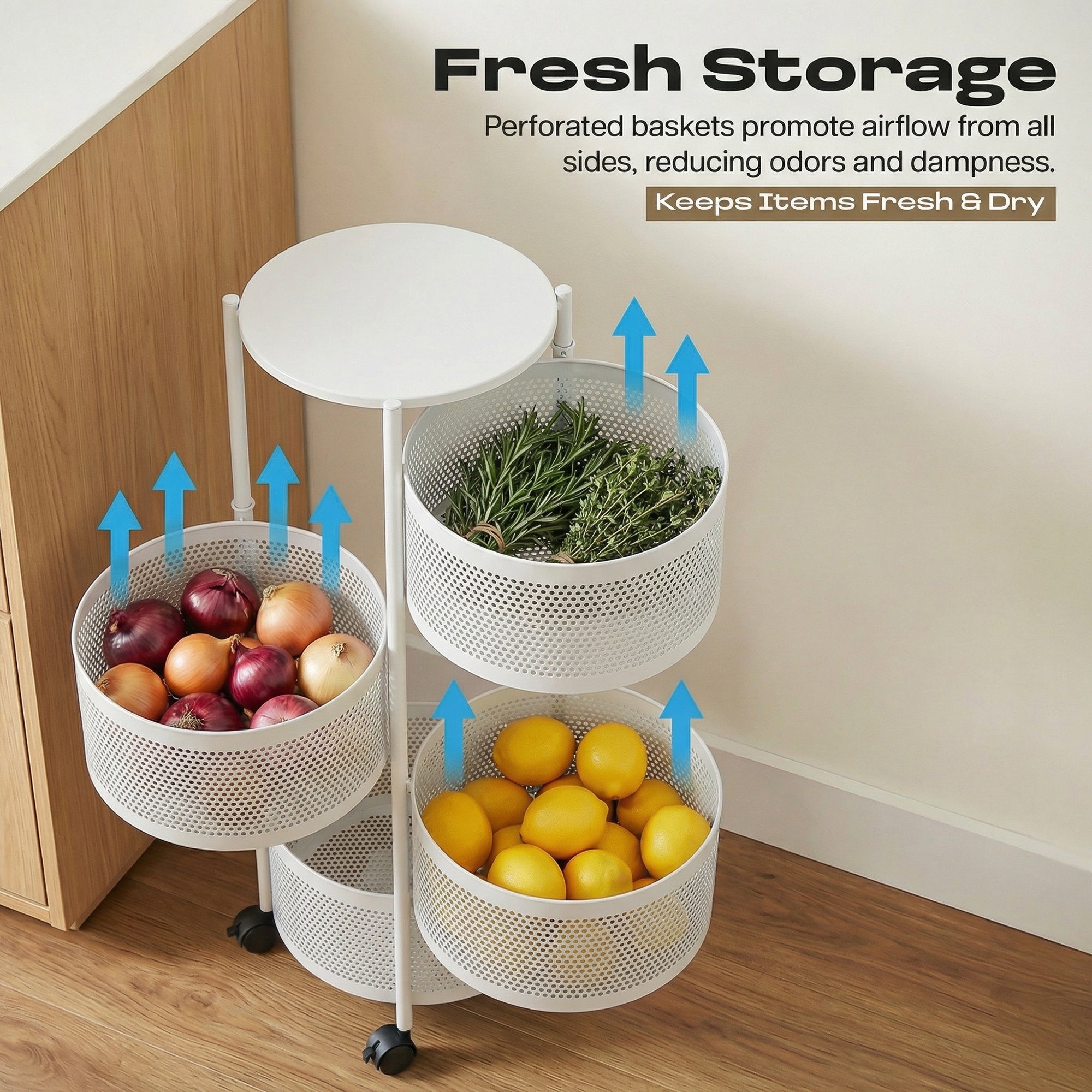 Dailora Multi-Purpose Kitchen Storage Organizer Trolley Rack Stand