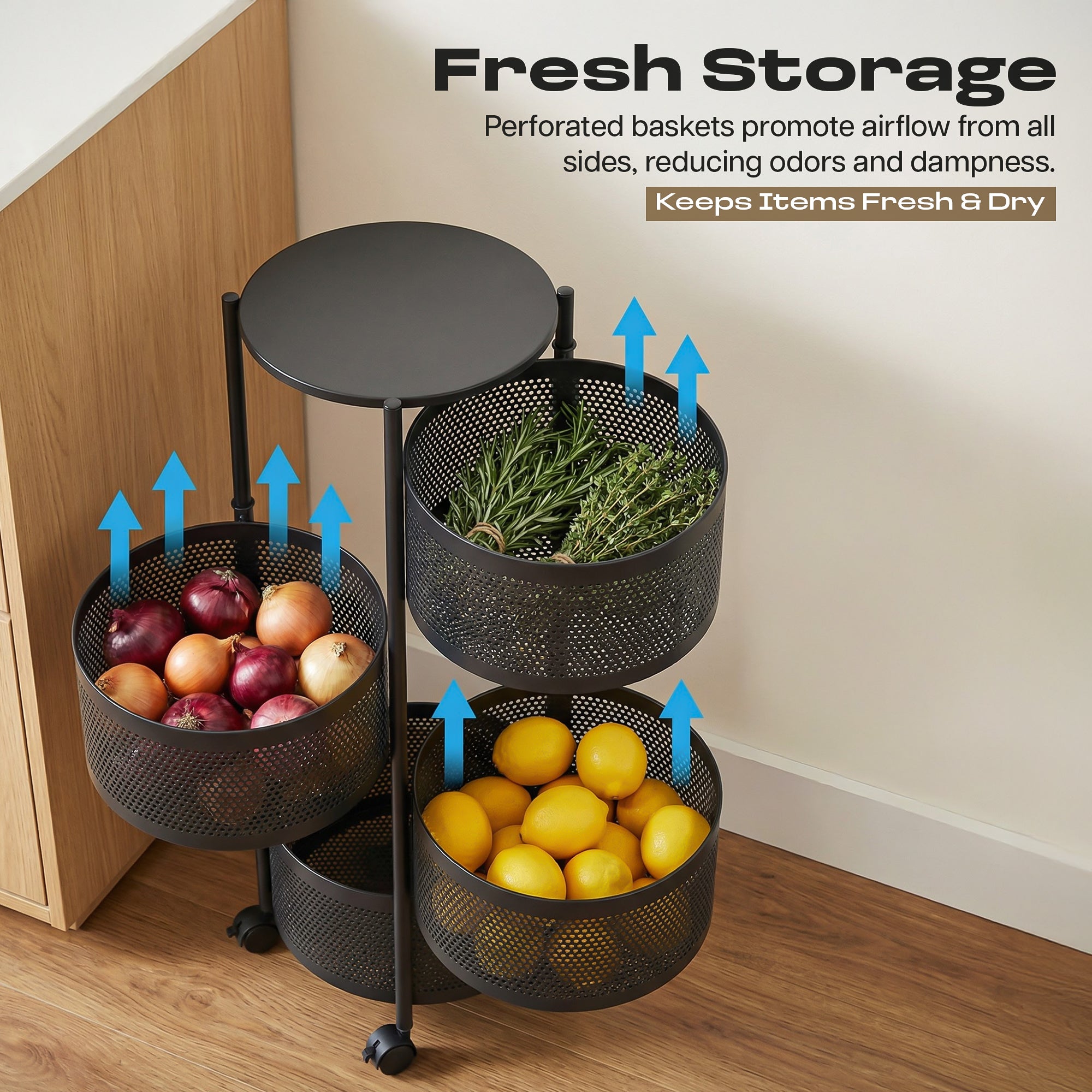 Dailora Multi-Purpose Kitchen Storage Organizer Trolley Rack Stand