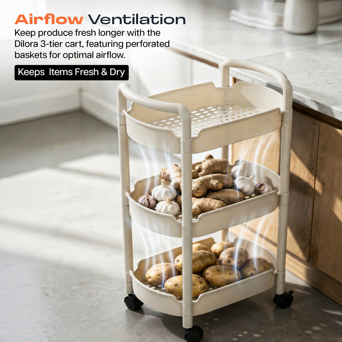 Storage Organizer Shelf with Lockable Wheels