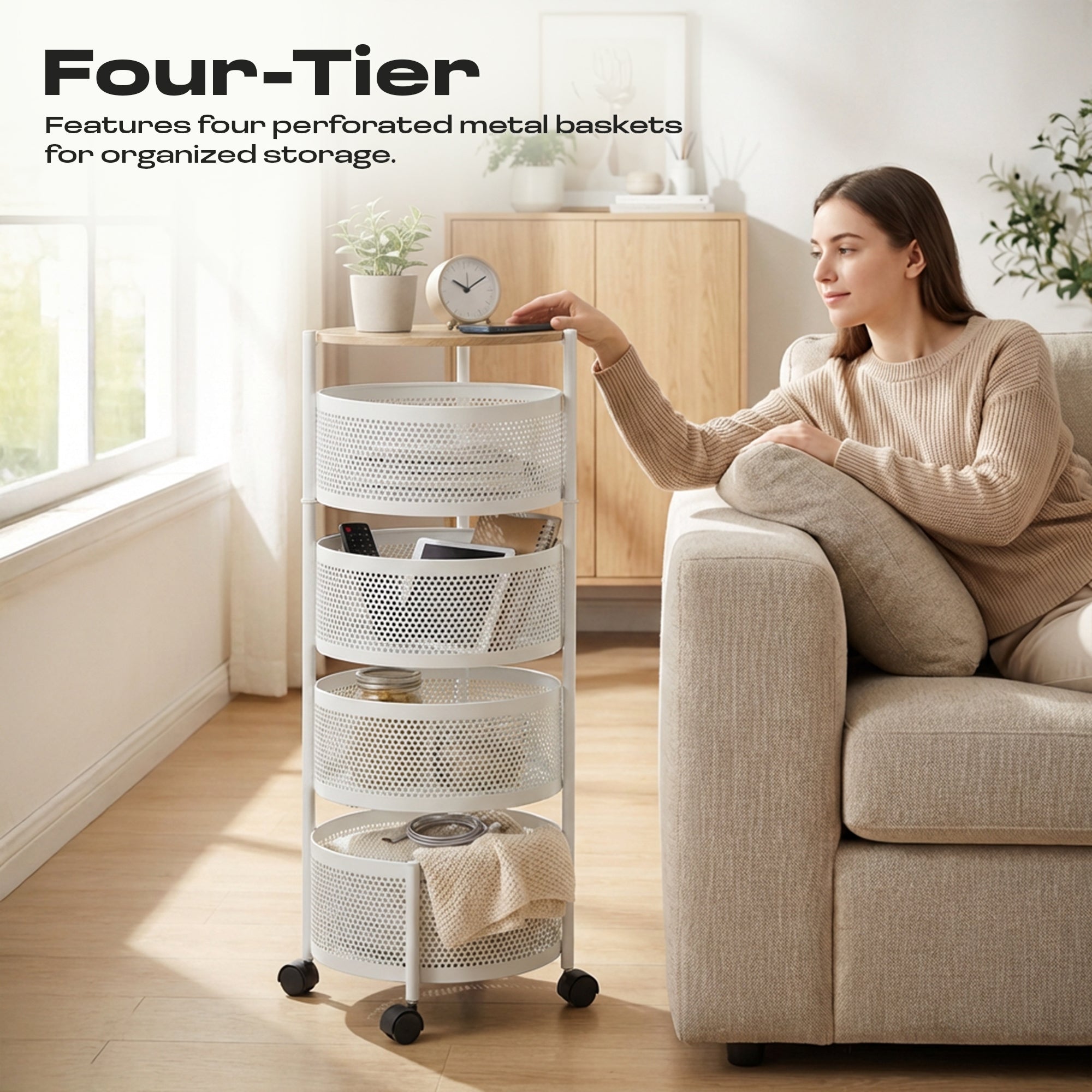 Dailora Multi-Purpose Kitchen Storage Organizer Trolley Rack Stand