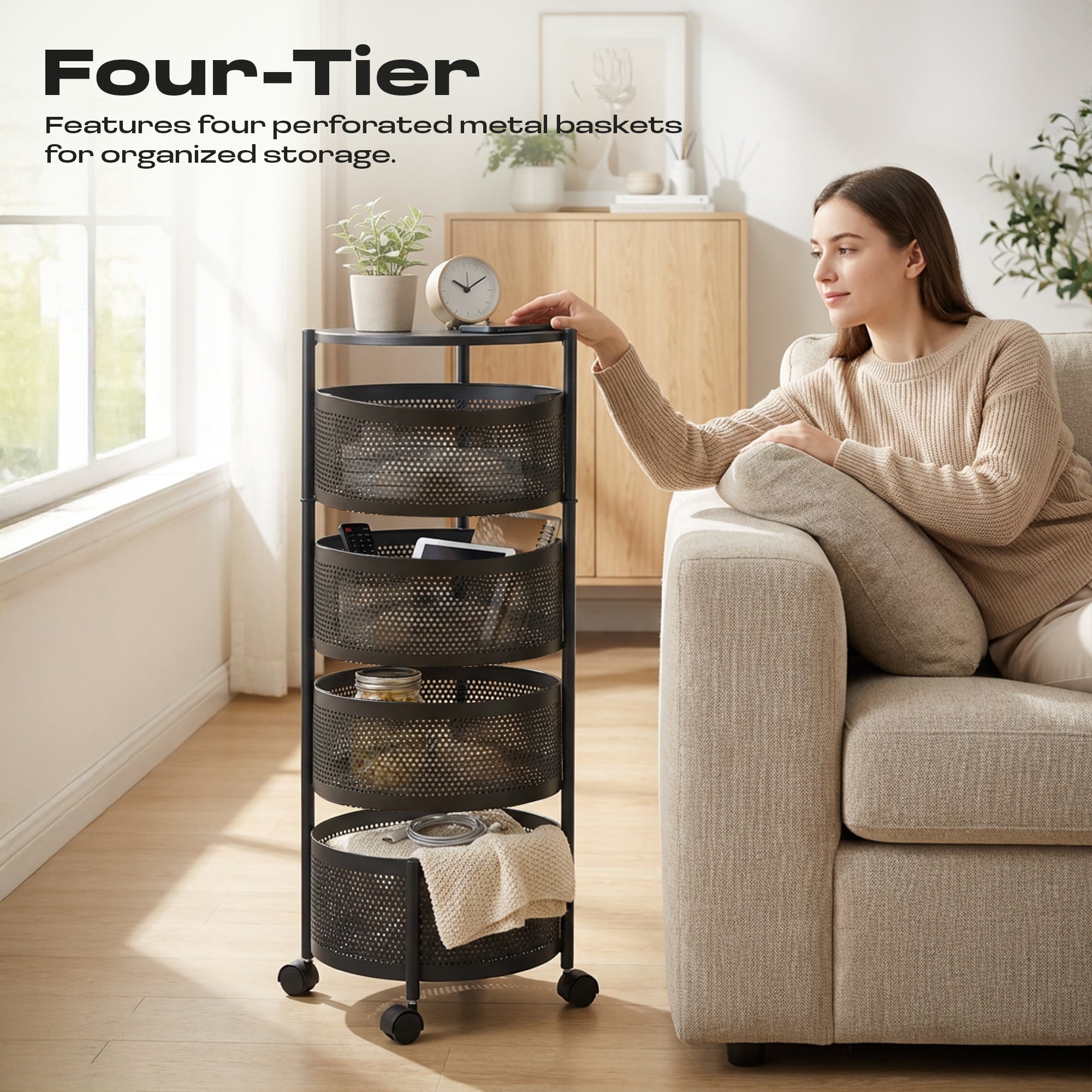 Dailora Multi-Purpose Kitchen Storage Organizer Trolley Rack Stand