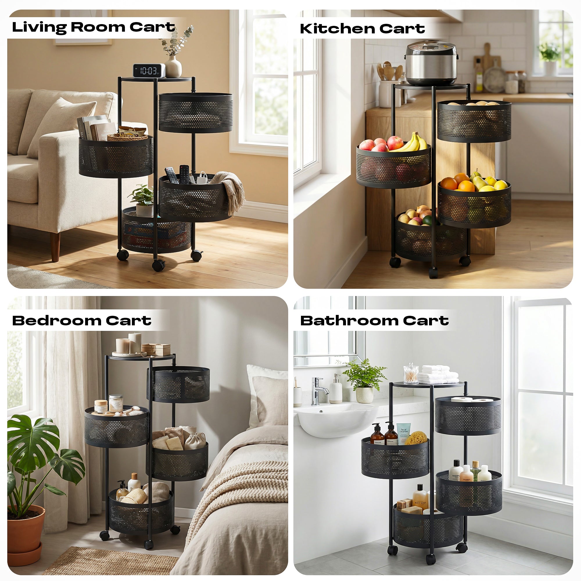 Dailora Multi-Purpose Kitchen Storage Organizer Trolley Rack Stand