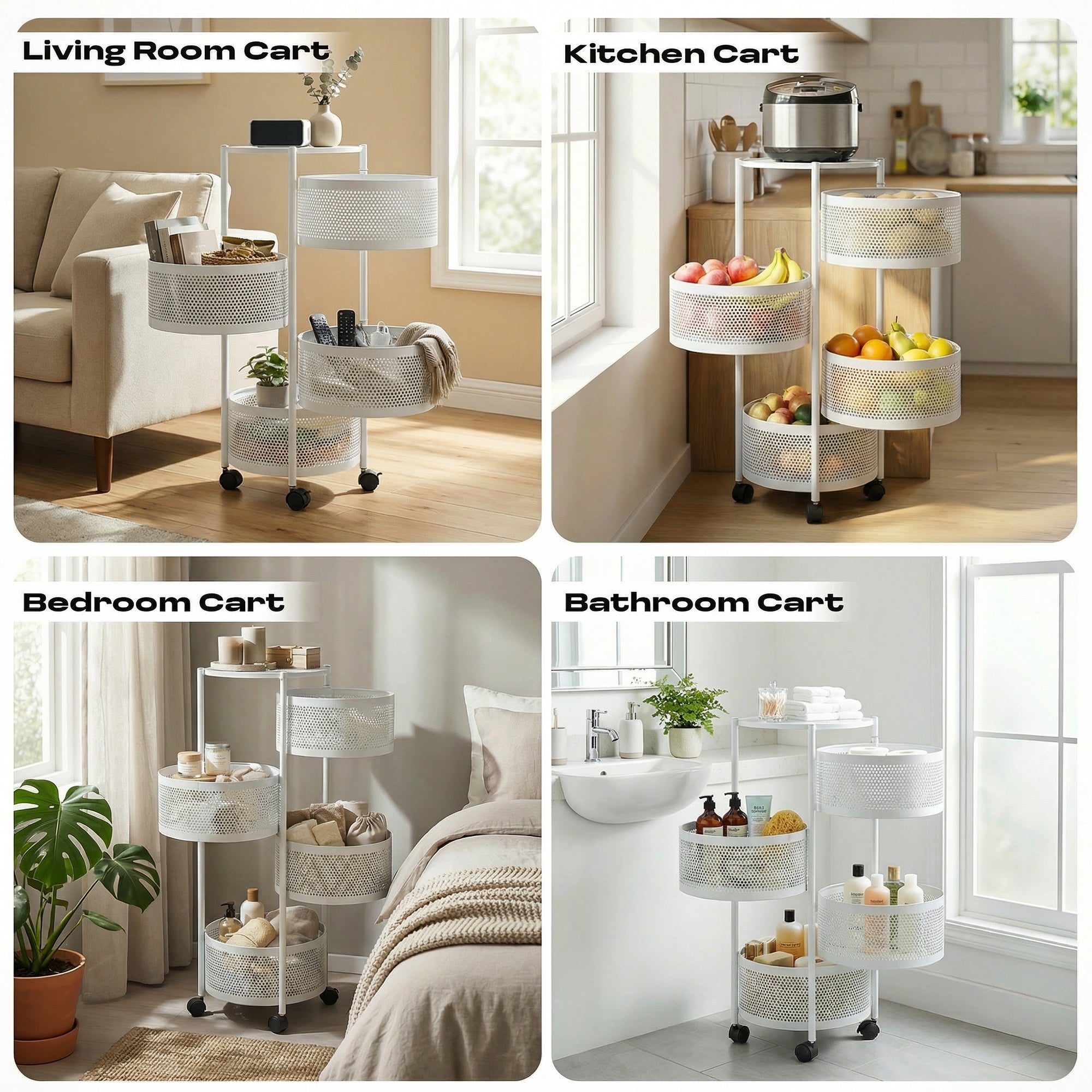 Dailora Multi-Purpose Kitchen Storage Organizer Trolley Rack Stand