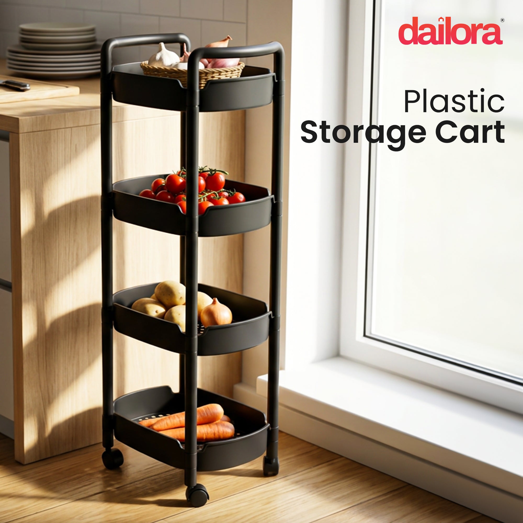 Dailora  Multi-Functional Storage Rack Trolley for Office, Living Room, Kitchen