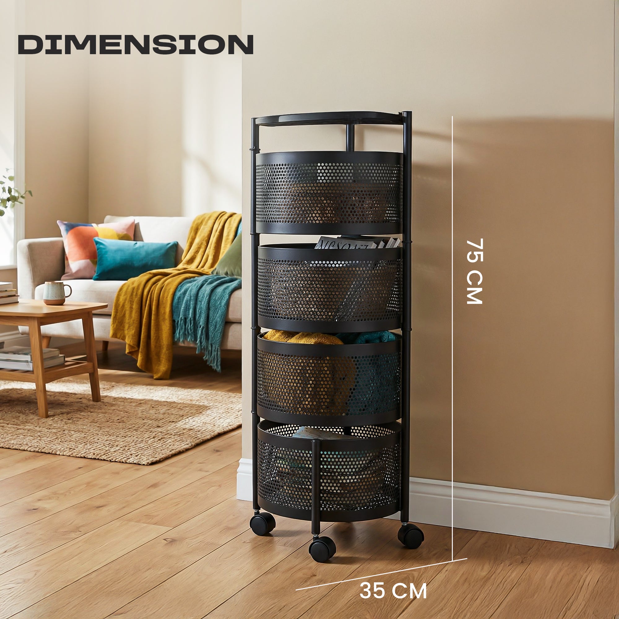 Dailora Multi-Purpose Kitchen Storage Organizer Trolley Rack Stand