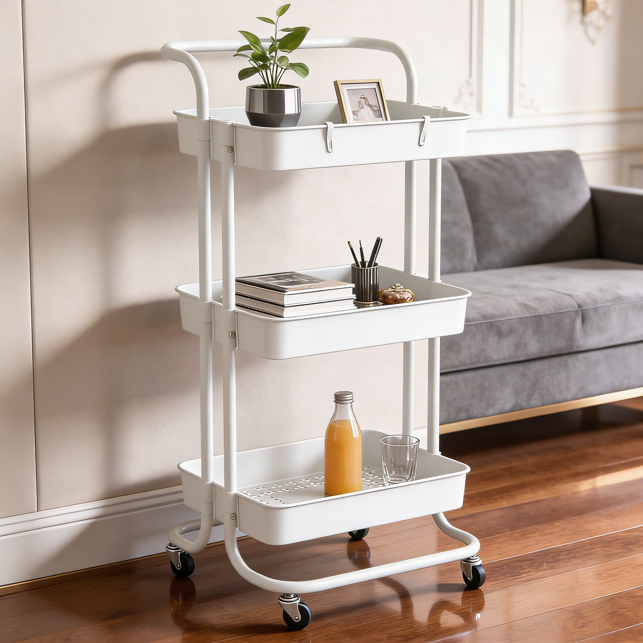 Dailora 3-Tier Multipurpose Trolley with 360° Lockable Wheels
