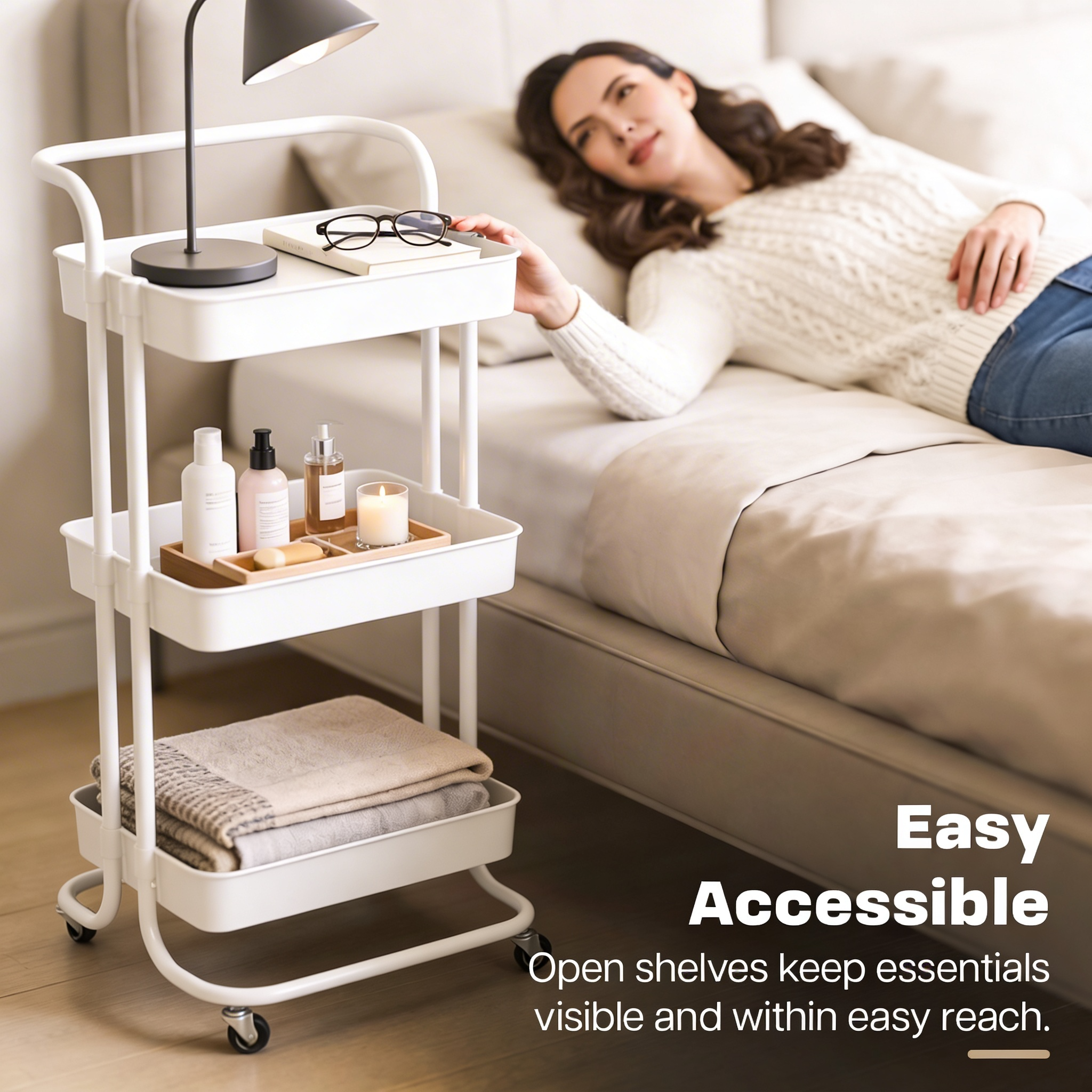 Dailora 3-Tier Multipurpose Trolley with 360° Lockable Wheels