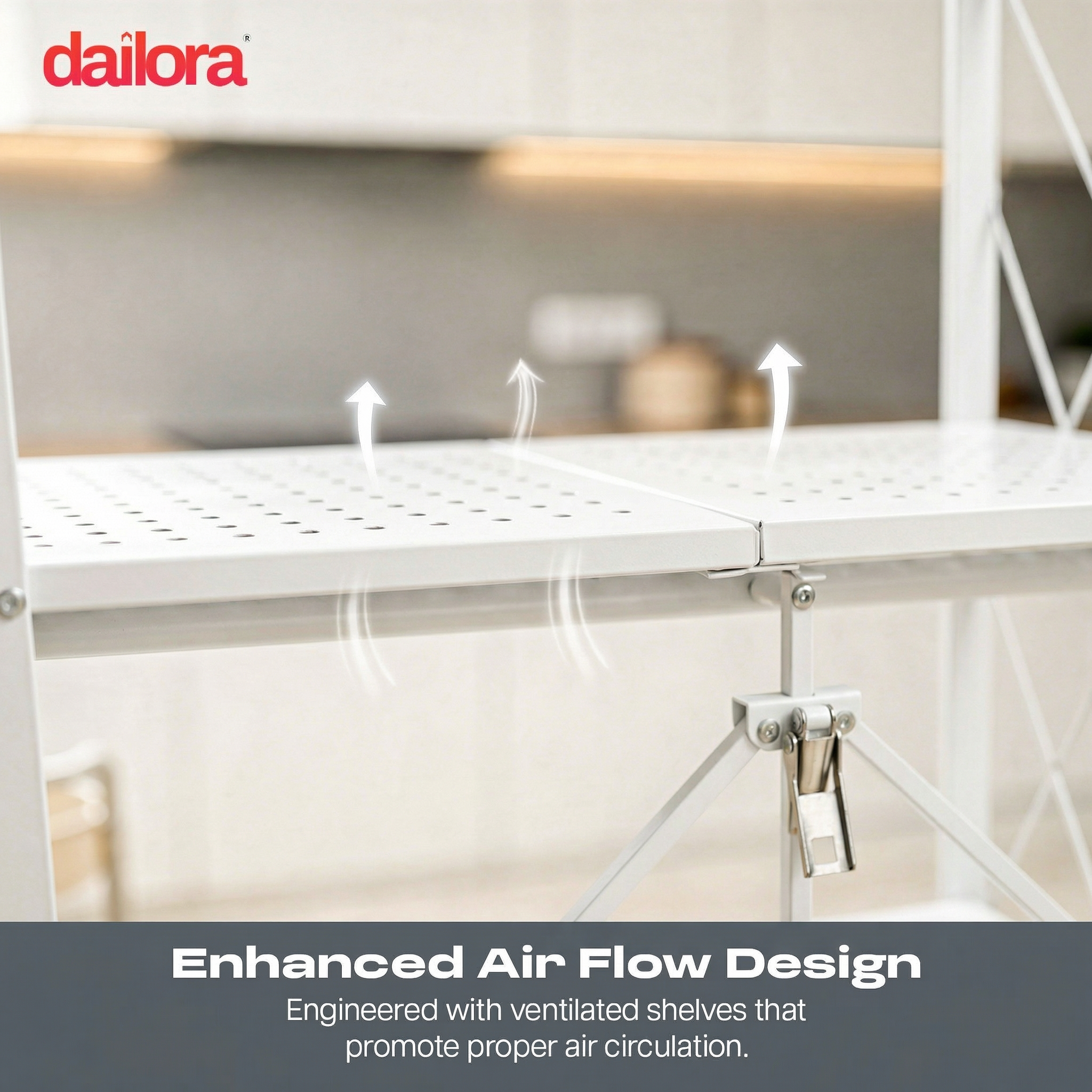 Dailora Multipurpose Foldable Kitchen Storage Rack with Wheels Rack for Home, Office & Garage