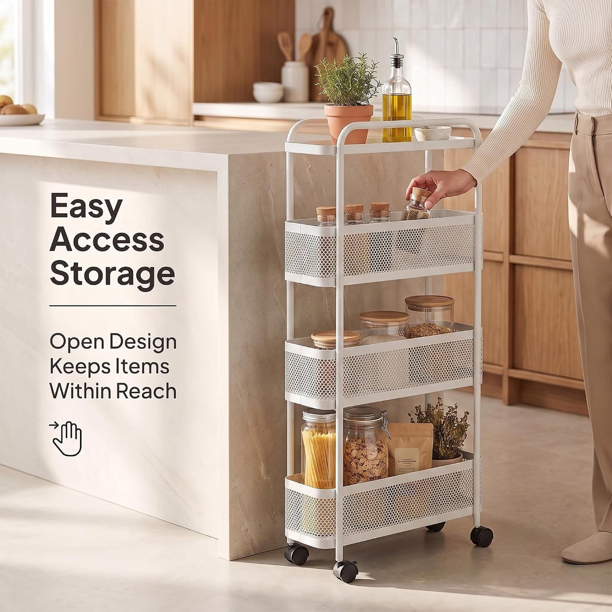 4-Tier Carbon Steel Trolley 