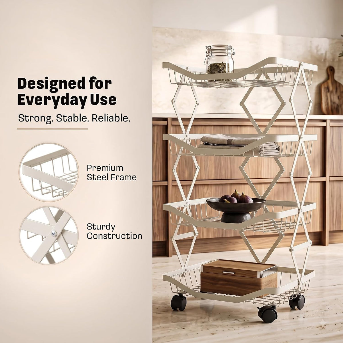 4 Tier Multipurpose Collapsible Kitchen Storage 