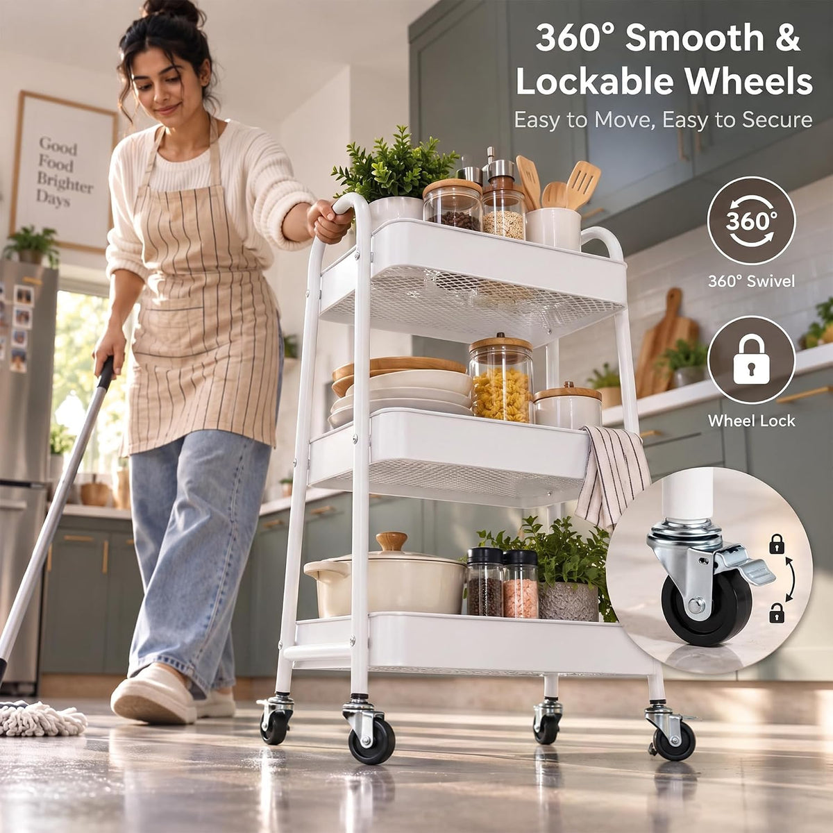 Storage Trolley with Lockable Wheels