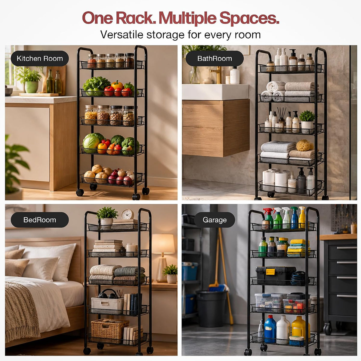Trolley Storage Organizer Rack Stand 