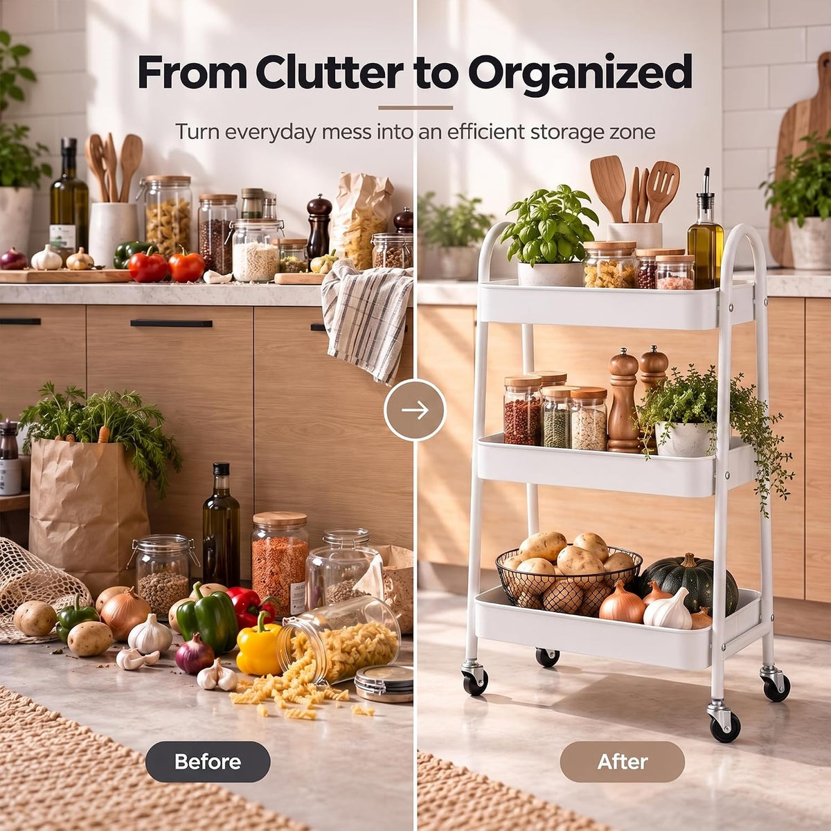 Kitchen Storage Trolley with Handle