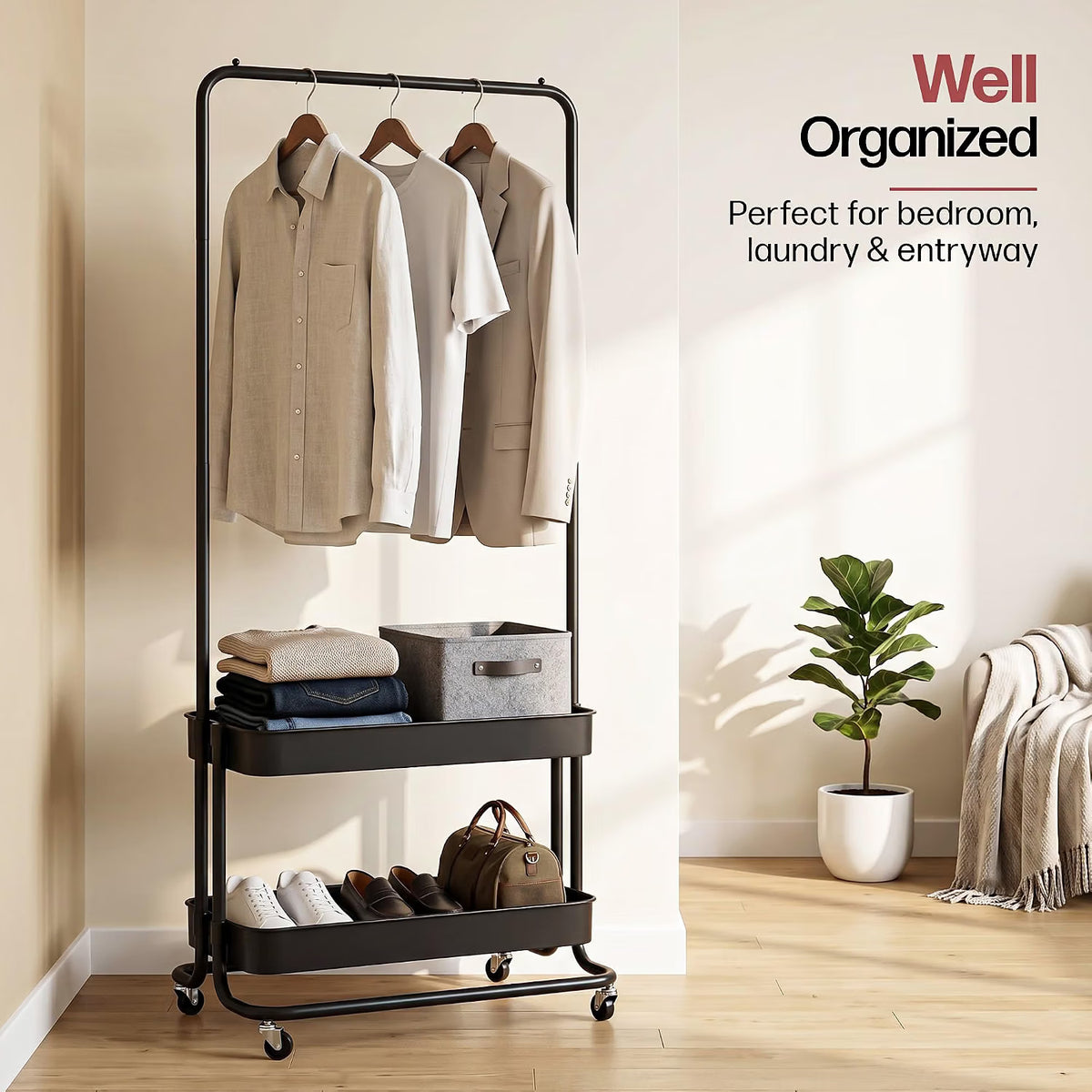 freestanding metal cloth stand