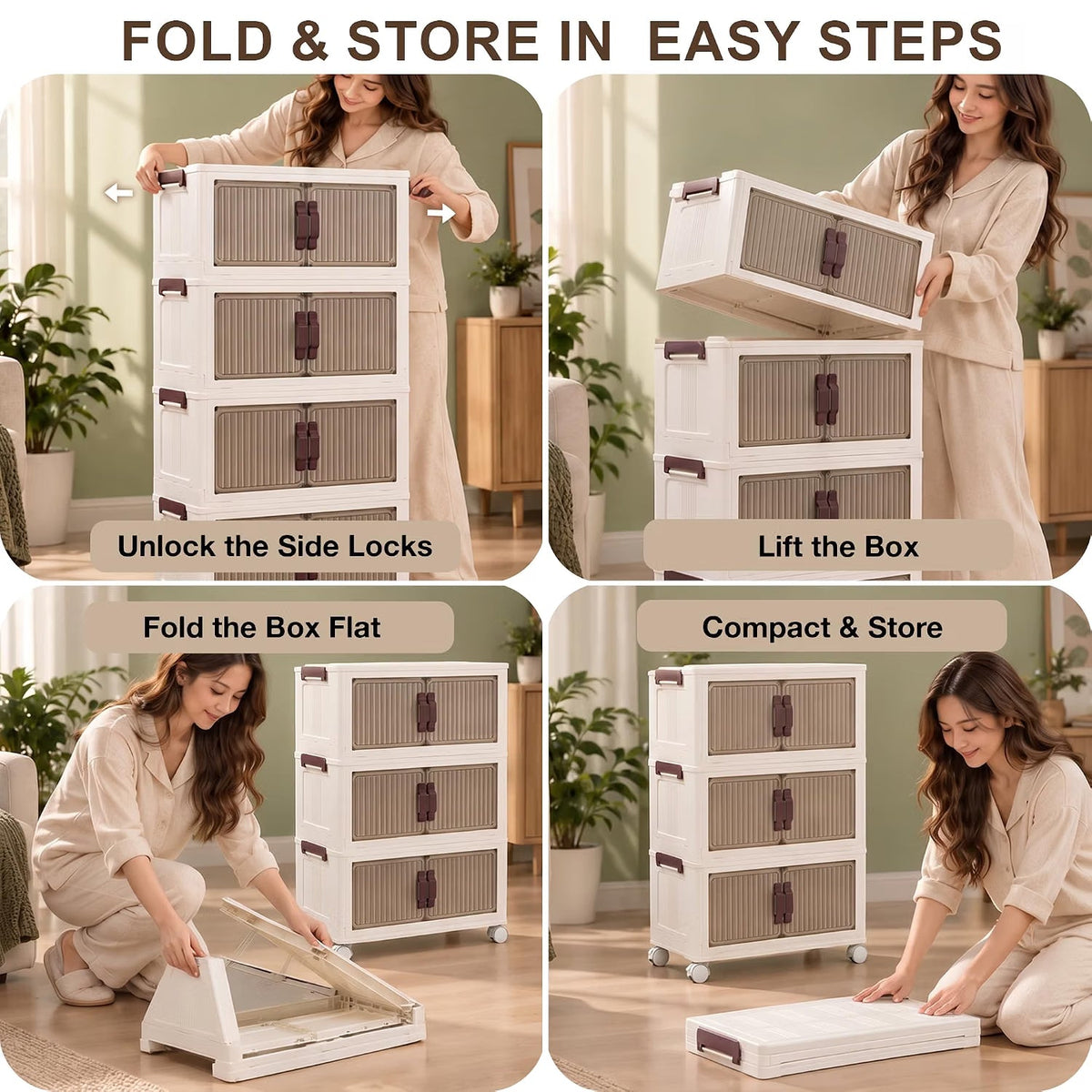 Foldable Kitchen Storage Trolley