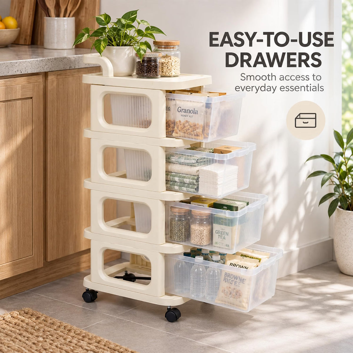 transparent storage drawers