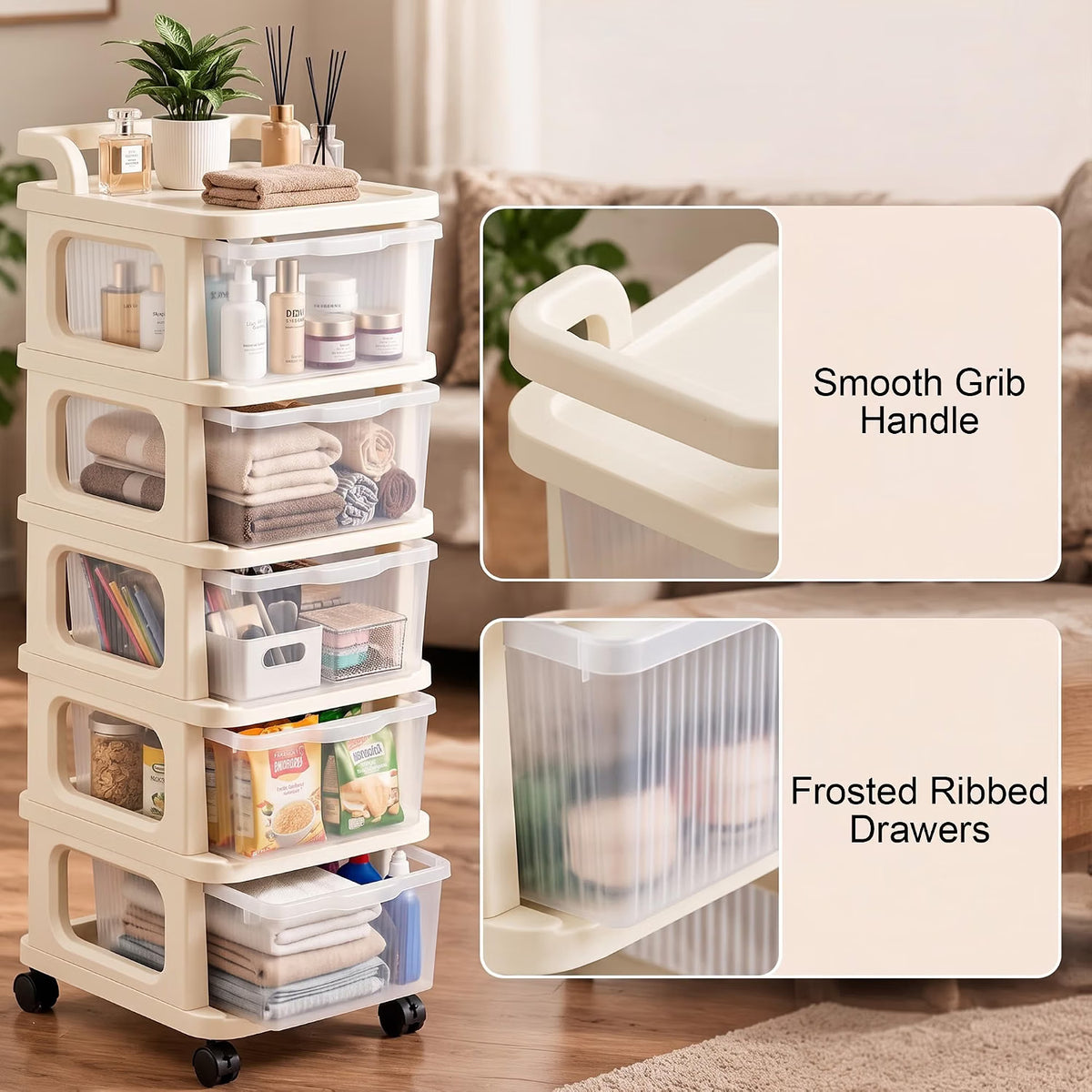 transparent storage drawers