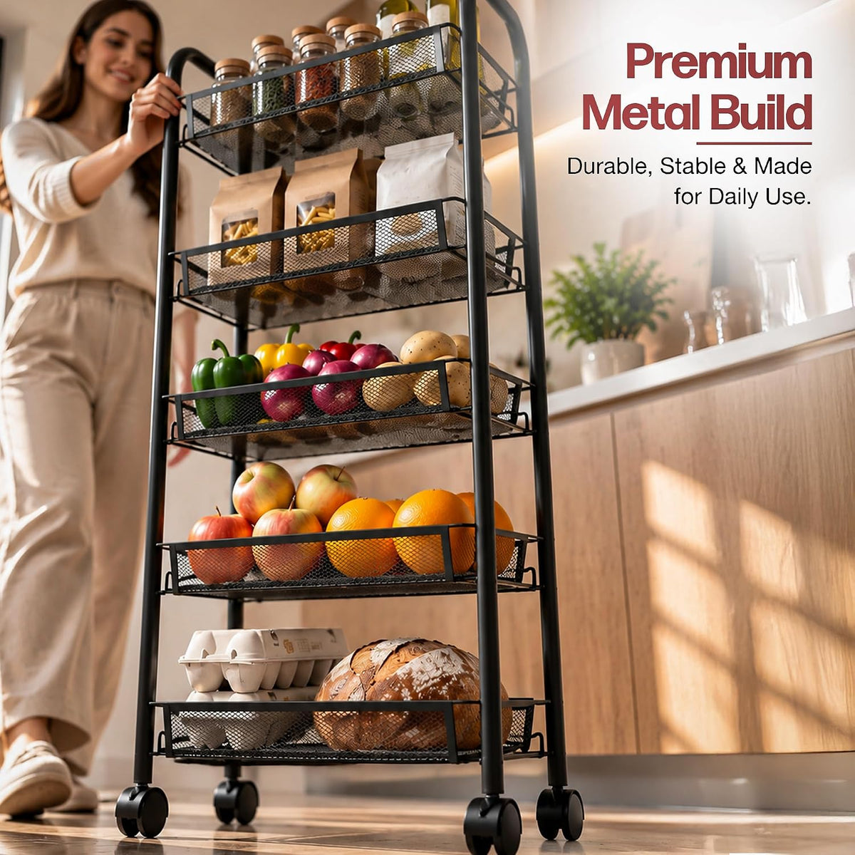 5 Layer Kitchen Trolley Storage Organizer