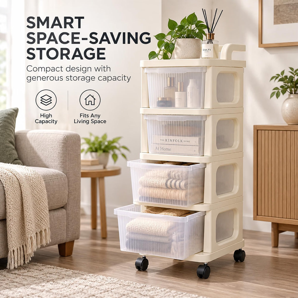 portable storage drawer trolley