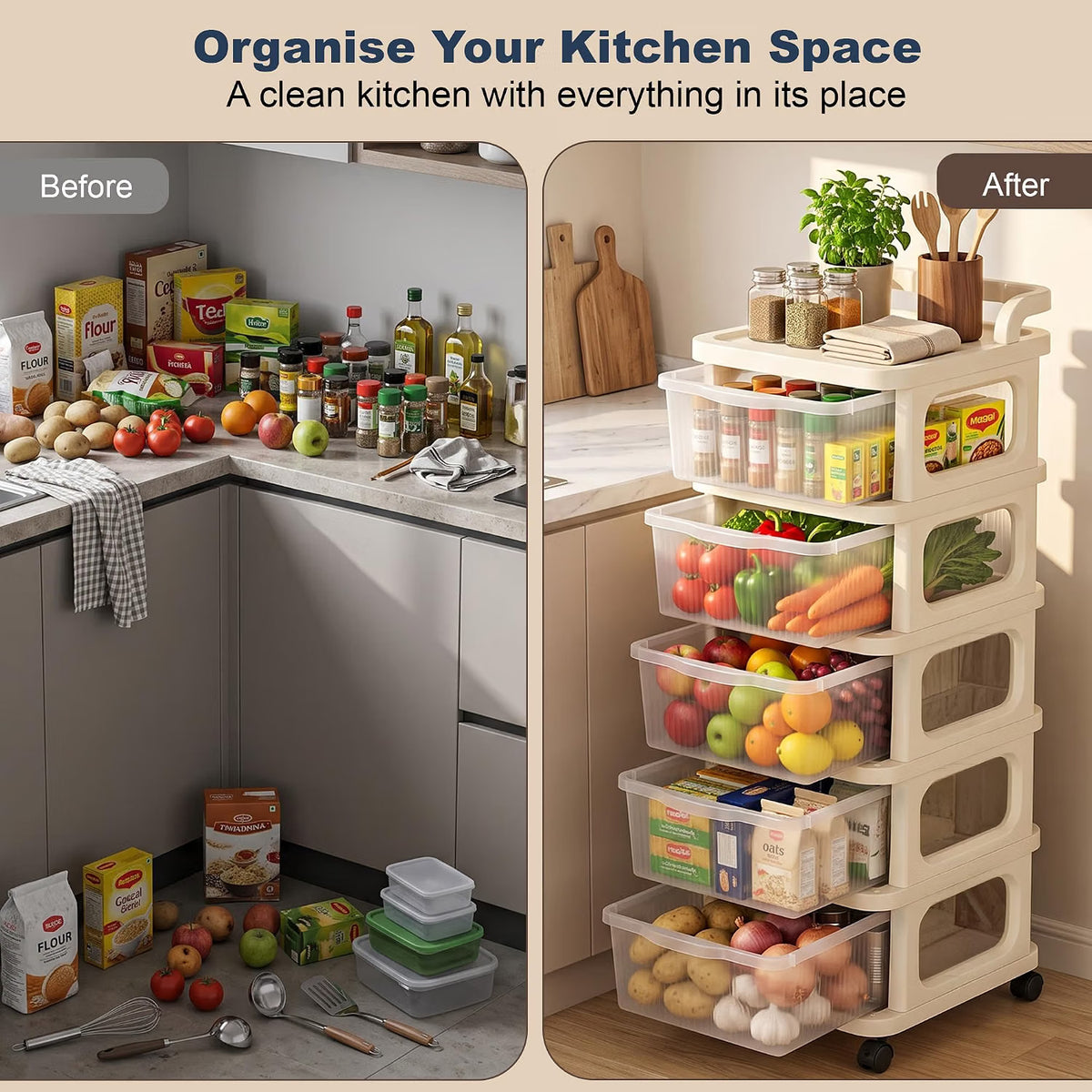 portable storage drawer trolley