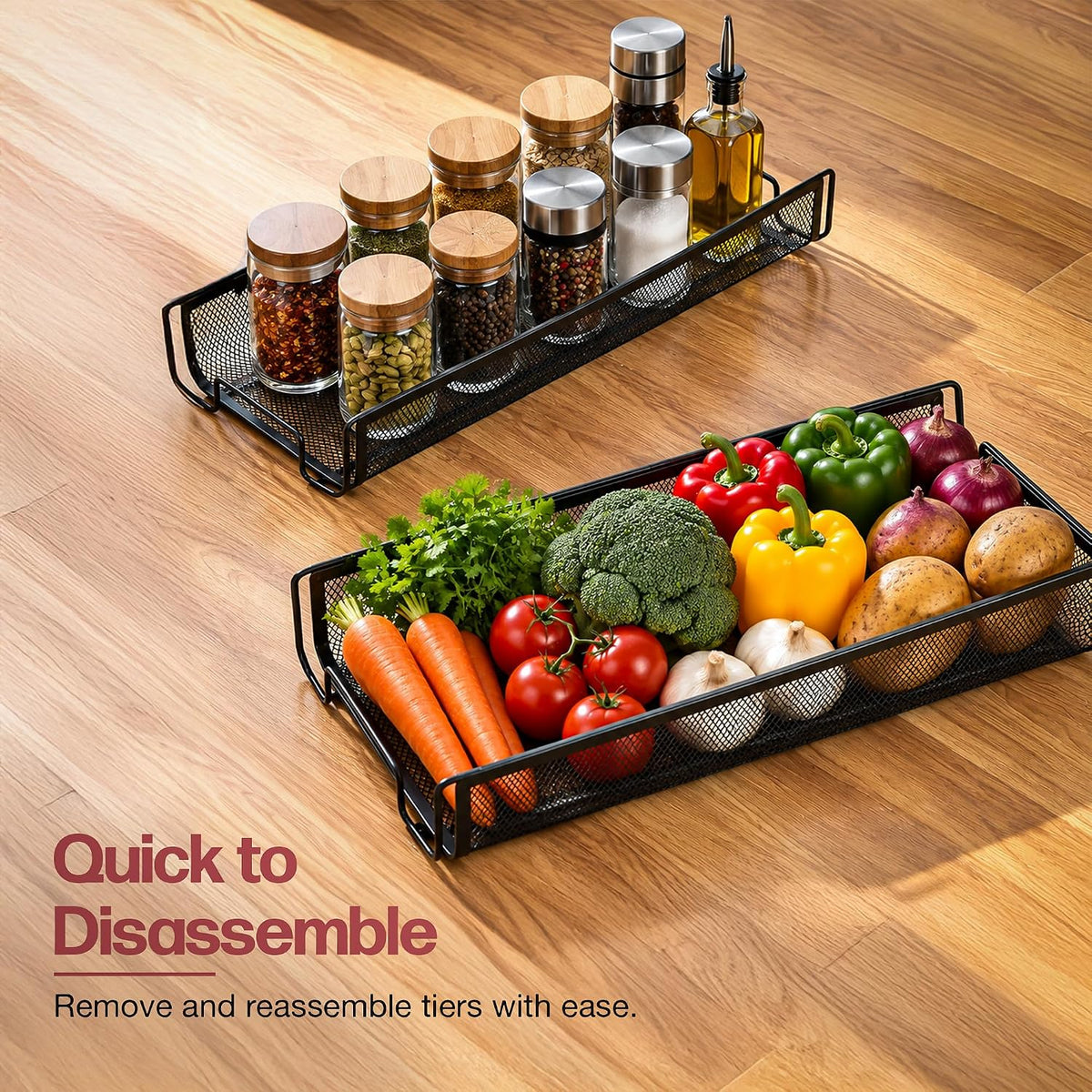  Multipurpose Rolling Utility Cart for Vegetable Onion Potato Storage Rack for Kitchen