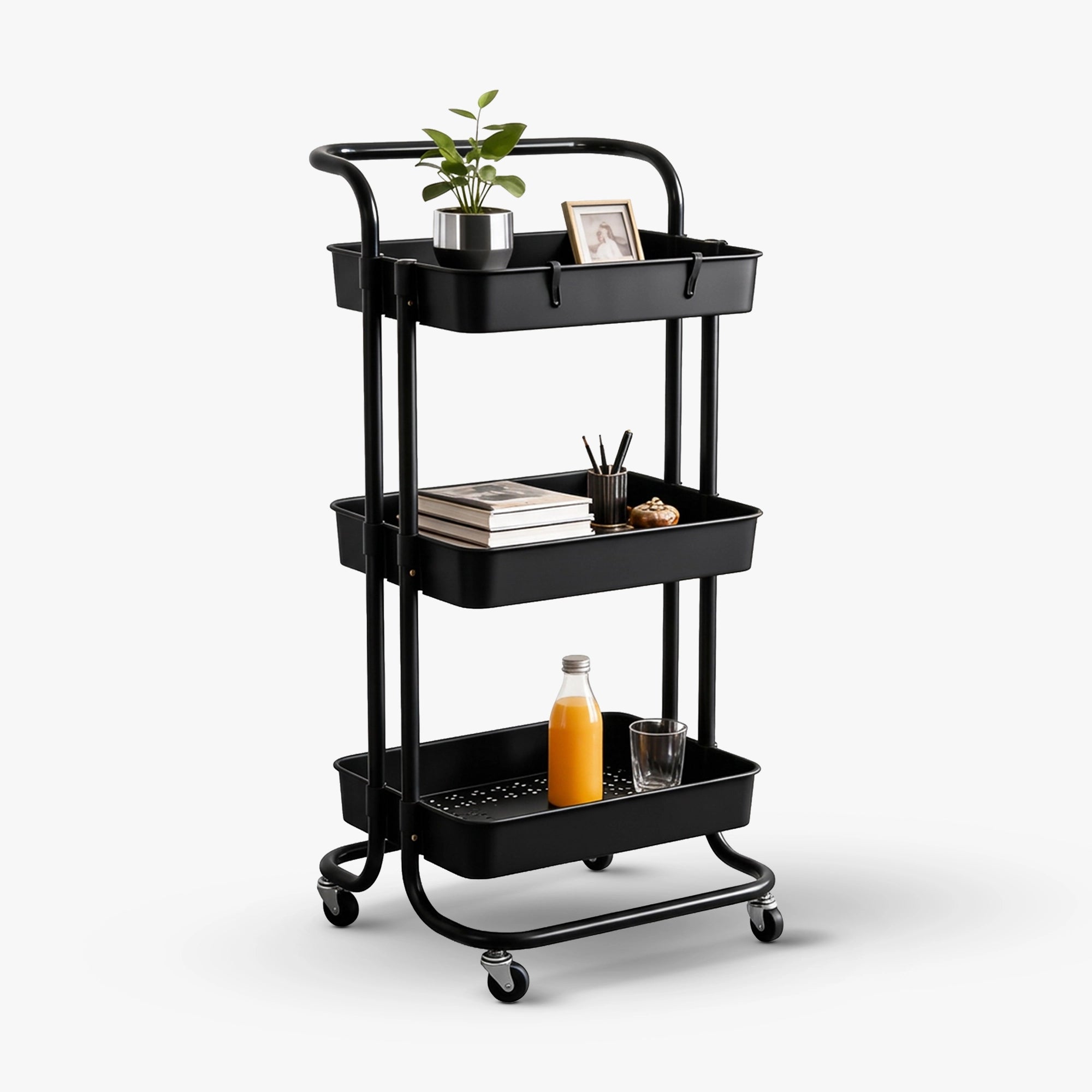 Dailora 3-Tier Multipurpose Trolley with 360° Lockable Wheels