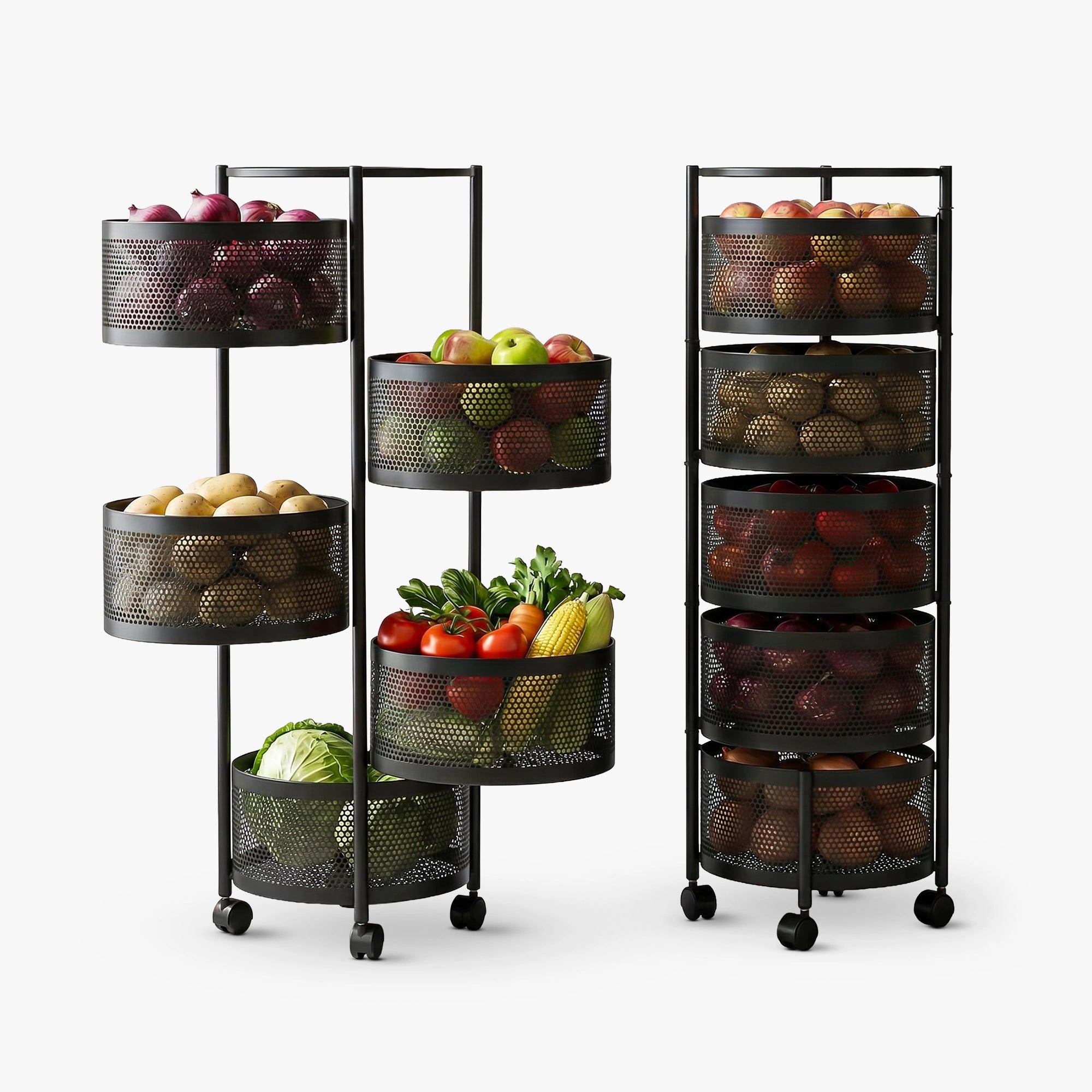 Dailora 5-Tier Round Rotating Kitchen Trolley with 360° Wheels