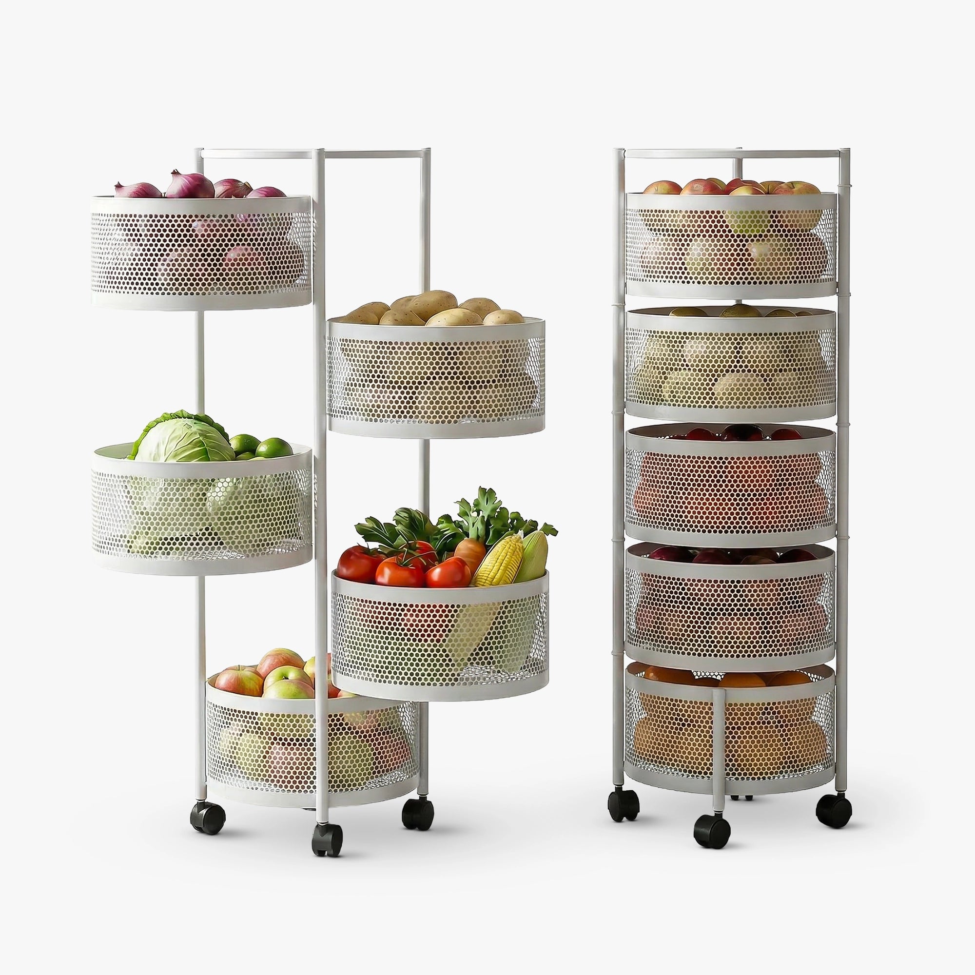 Dailora 5-Tier Round Rotating Kitchen Trolley with 360° Wheels