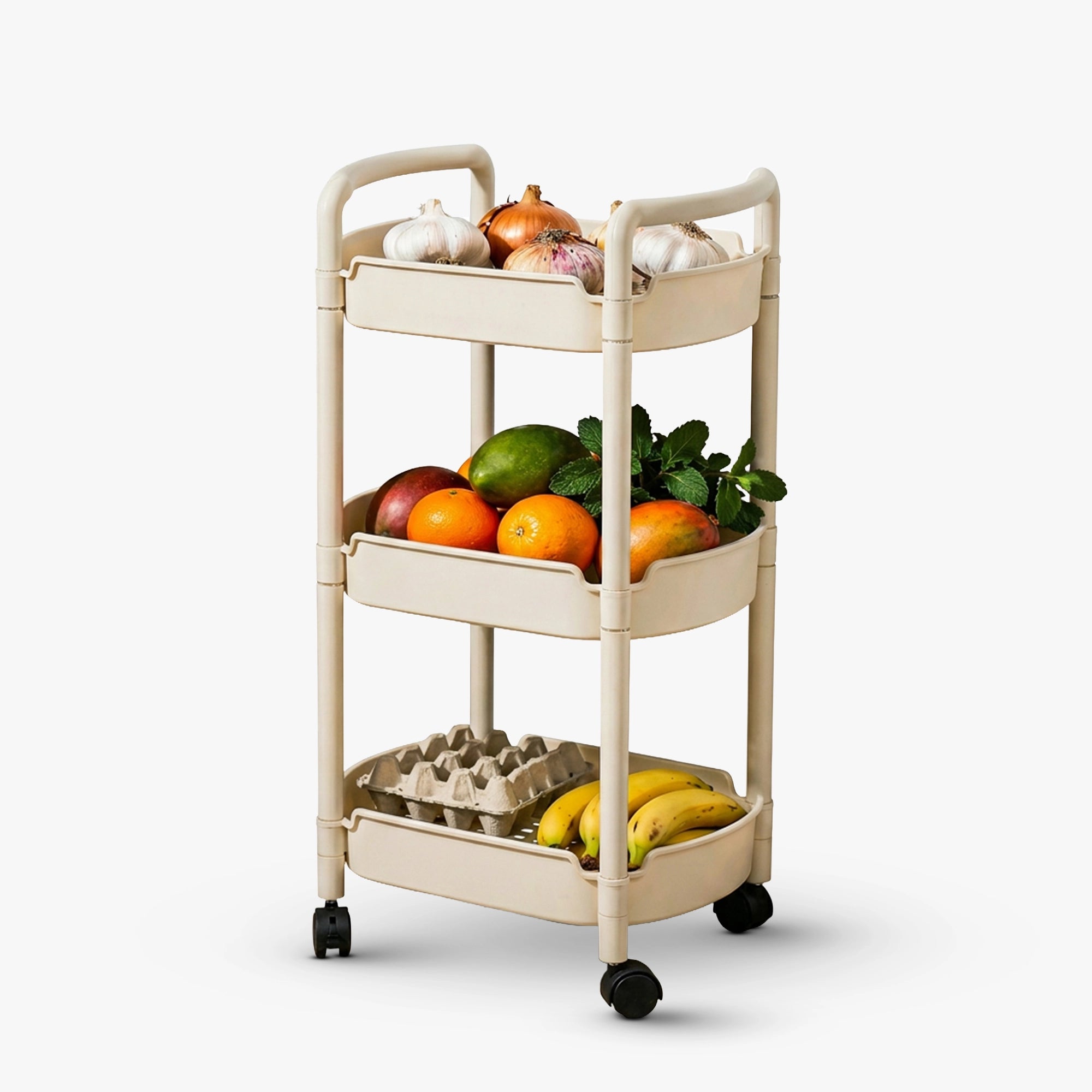 Dailora 3-Tier Plastic Rolling Storage Cart
