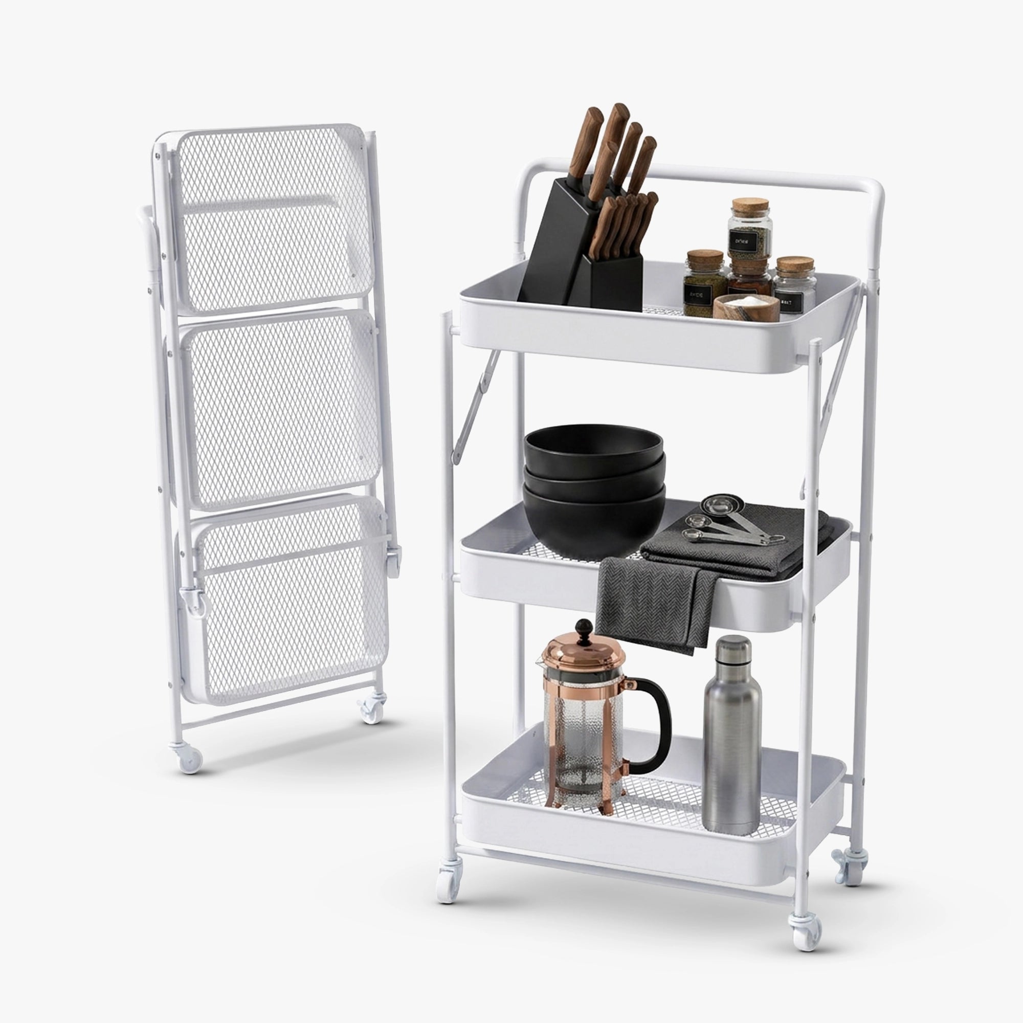 Dailora Multipurpose Foldable Kitchen Storage Trolley
