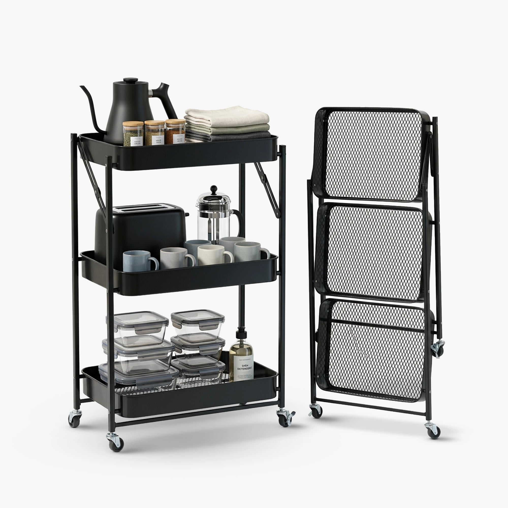 Dailora Multipurpose Foldable Kitchen Storage Trolley  for Kitchen, Bedroom, Office