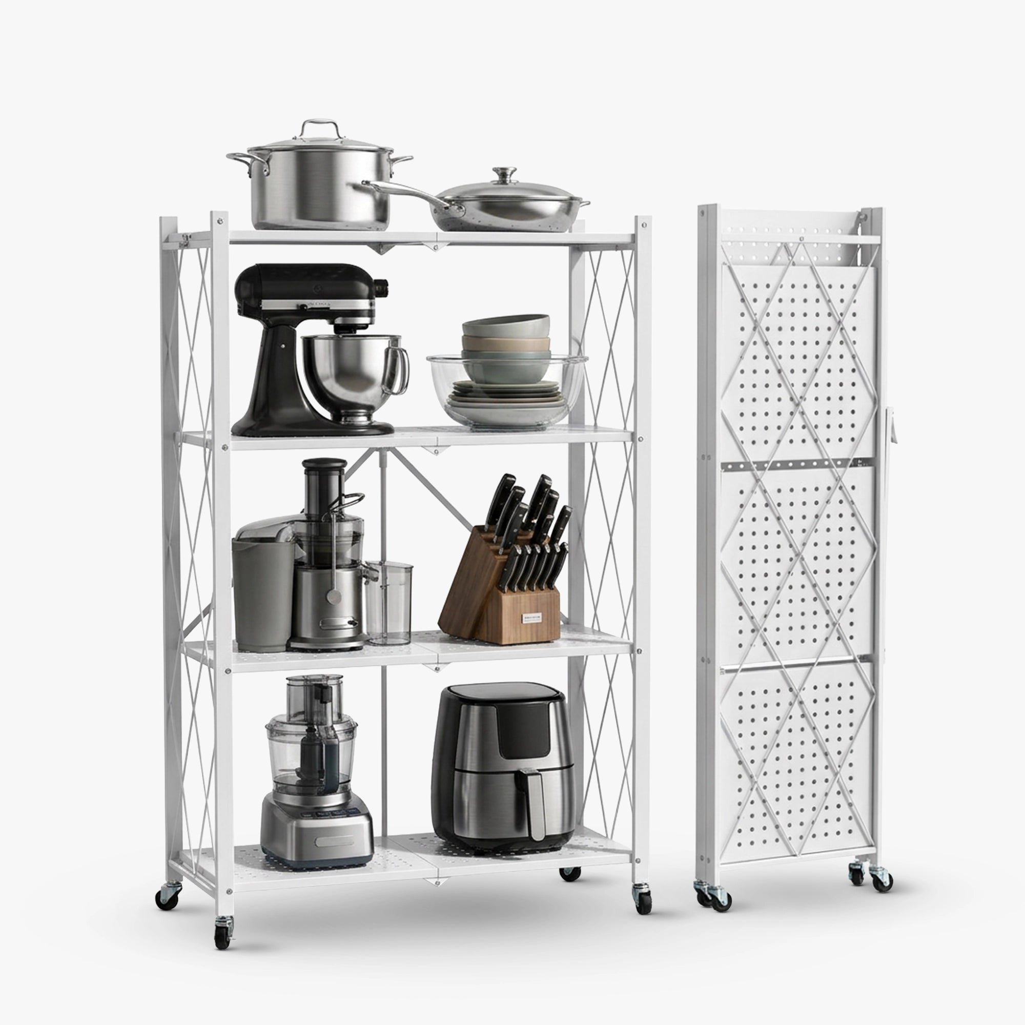 Dailora Multipurpose Foldable Kitchen Storage Rack with Wheels Rack for Home, Office & Garage