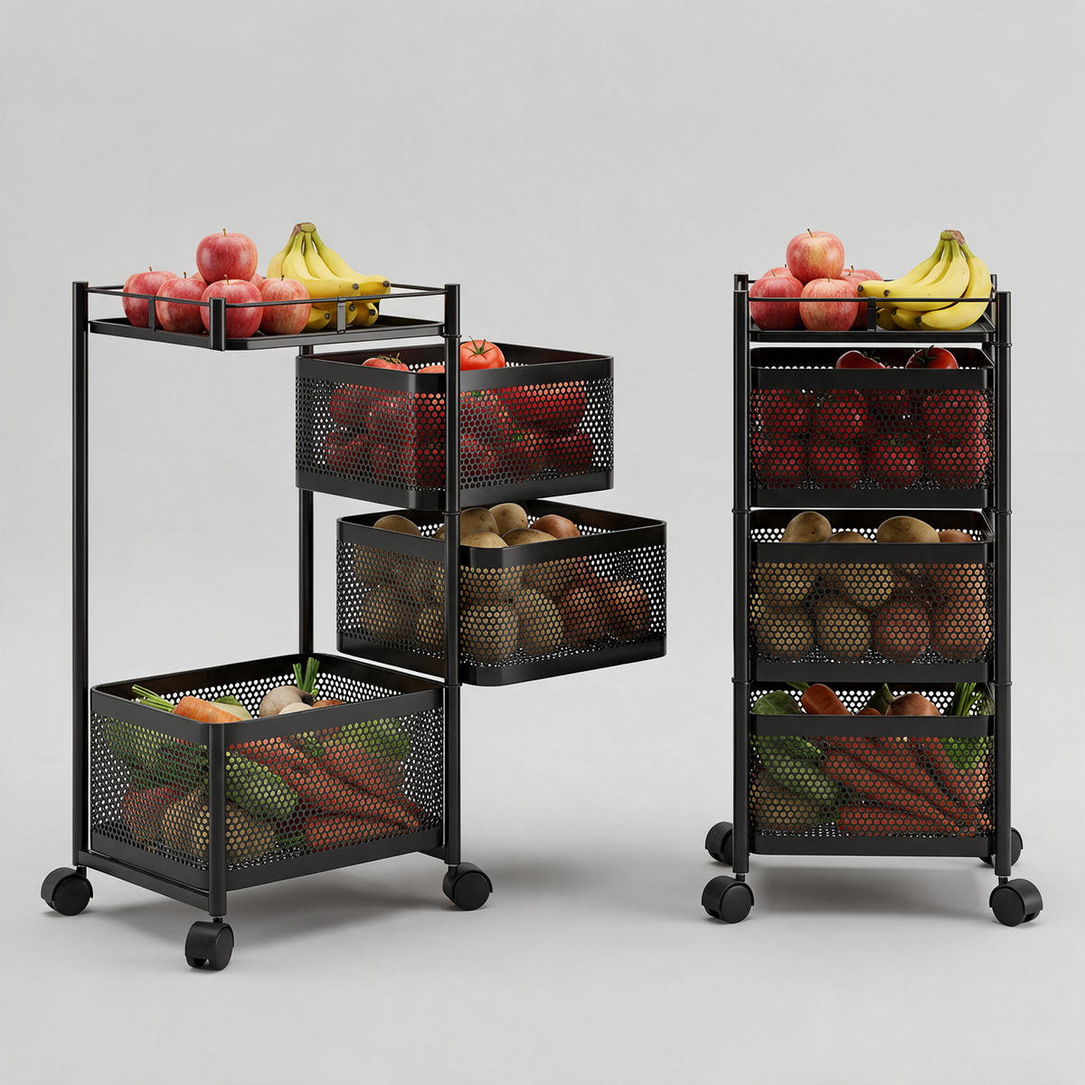  Foldable Kitchen Storage Rack with Wheels