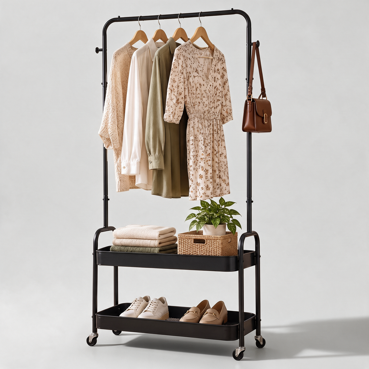 freestanding metal cloth stand